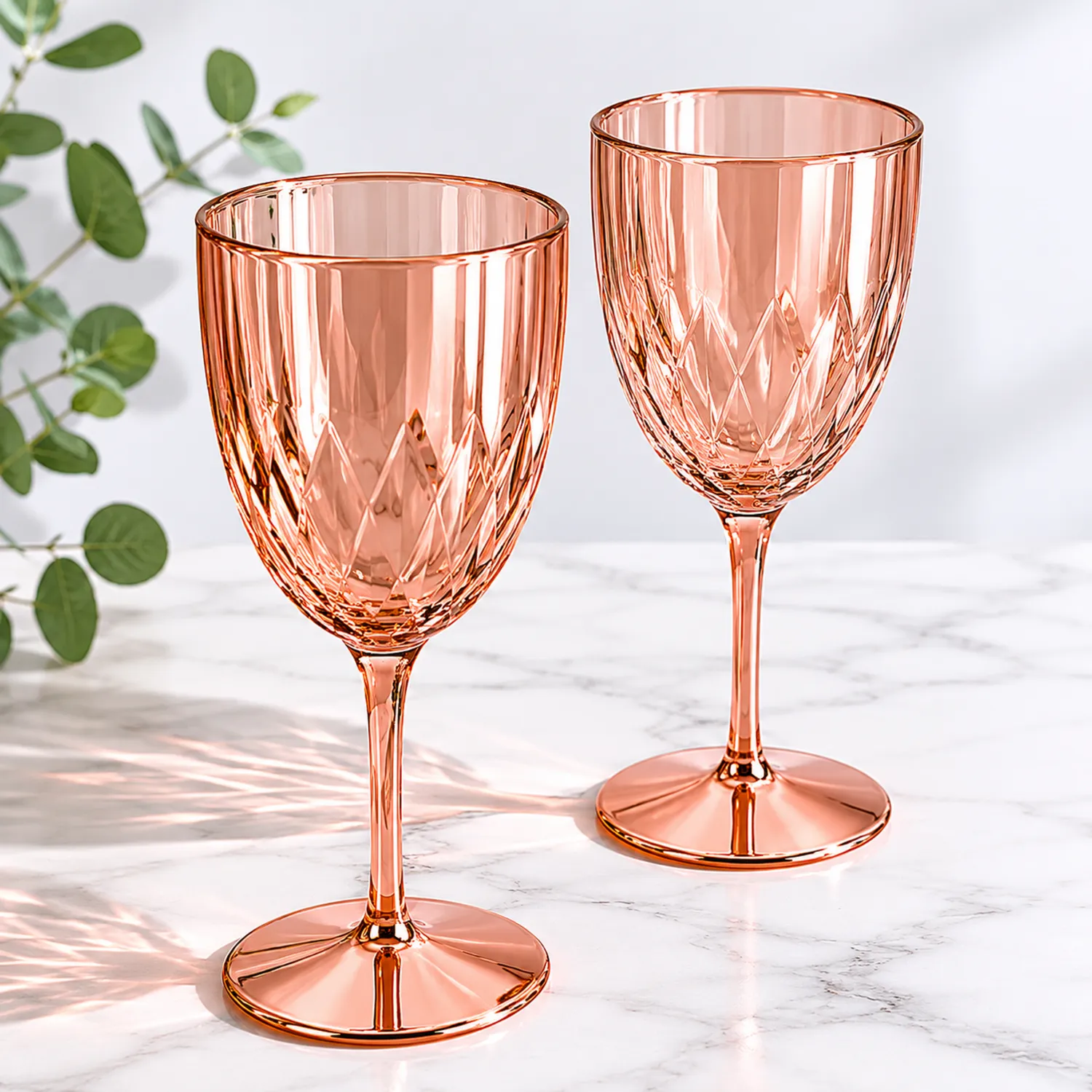 Bicchieri da Vino in Acrilico Rosa 250ml-Pexvexia