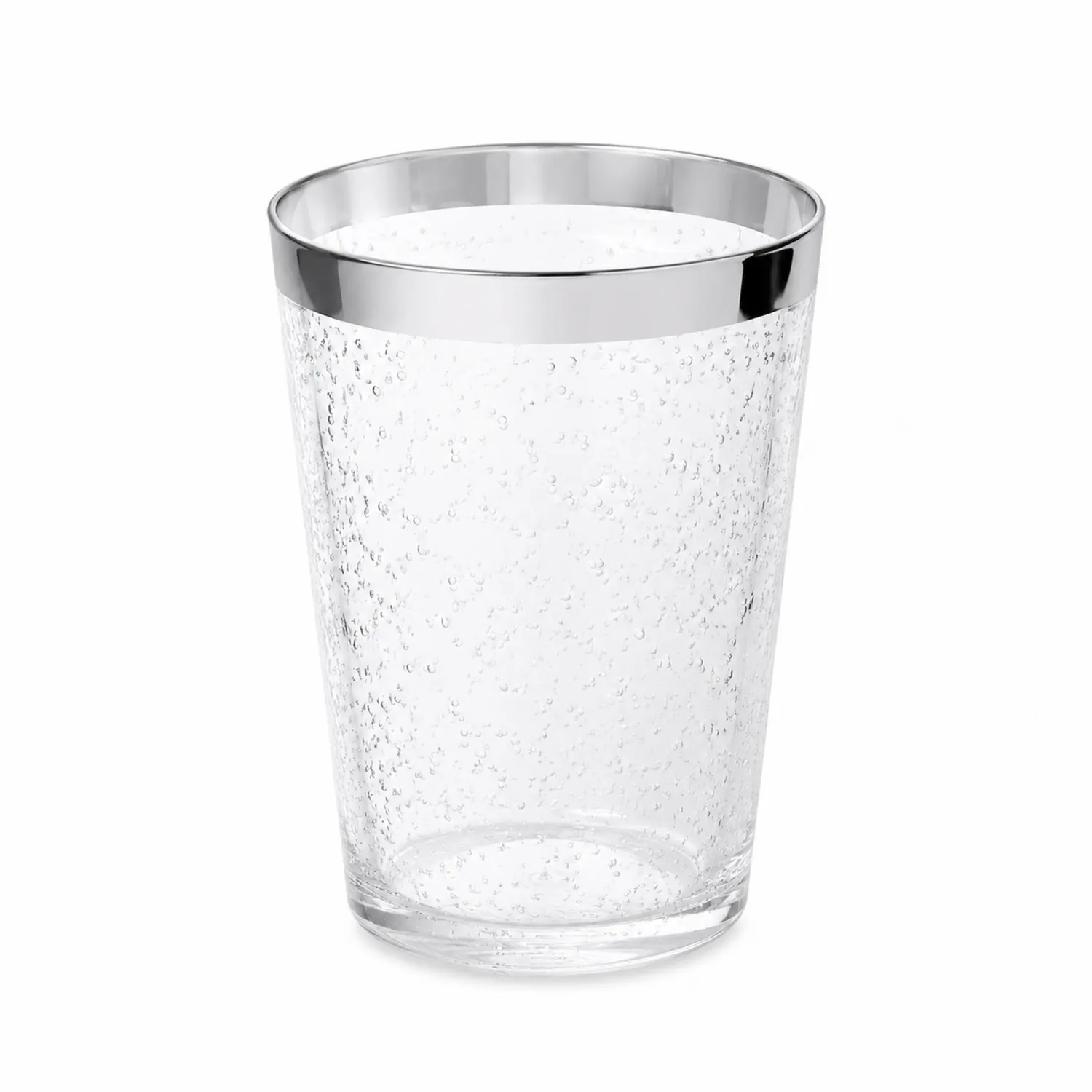 Bicchiere Trasparente con Bordo Metallico Argento 300 ml-Pexvexia
