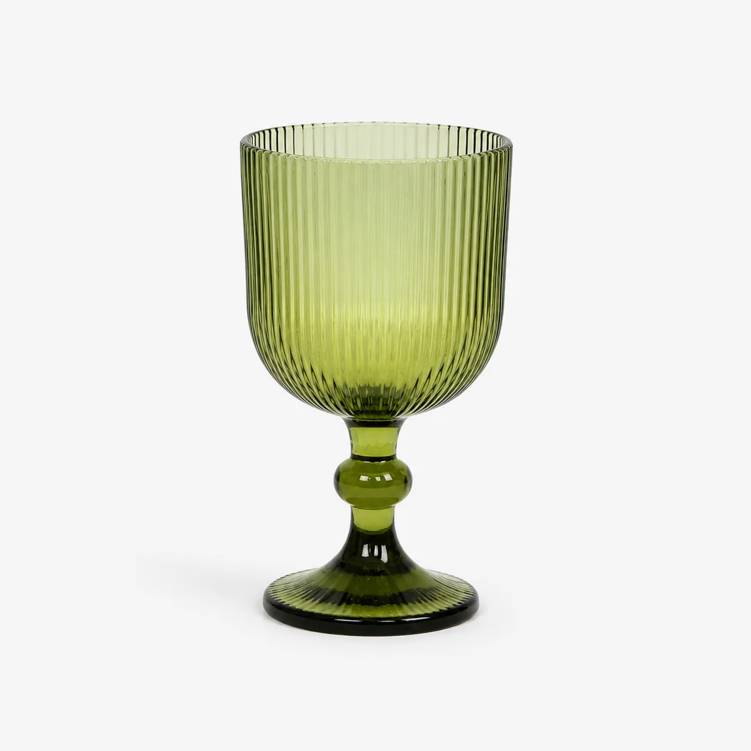 Bicchiere da Vino Verde in Vetro a Coste 450ml-Pexvexia