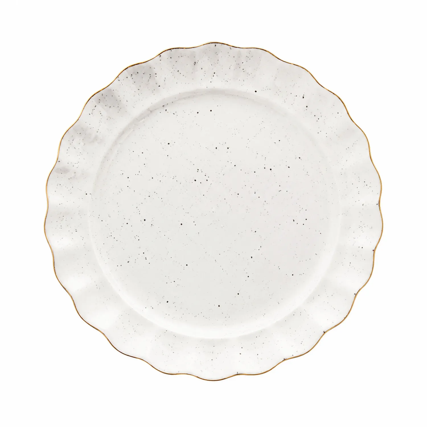 Piatto da Portata Rotondo Bianco con Bordo Dorato-Pexvexia