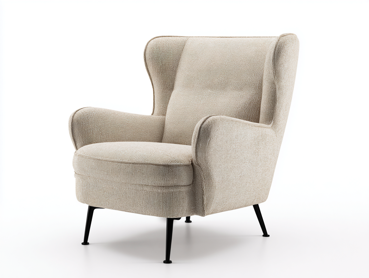 Sillones tela 80x75x90 cm - beige - diseño orejero moderno con patas metálicas-Vamonpanest