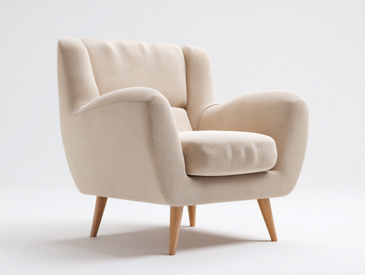 Sillones tapizado tela 80x85x90 cm beige - sillón individual con patas de madera - diseño moderno-Vamonpanest