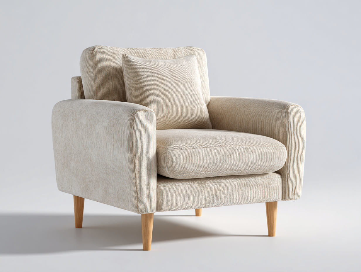 Sillones tela 85x80x85 cm - beige - diseño moderno acolchado con patas de madera-Vamonpanest
