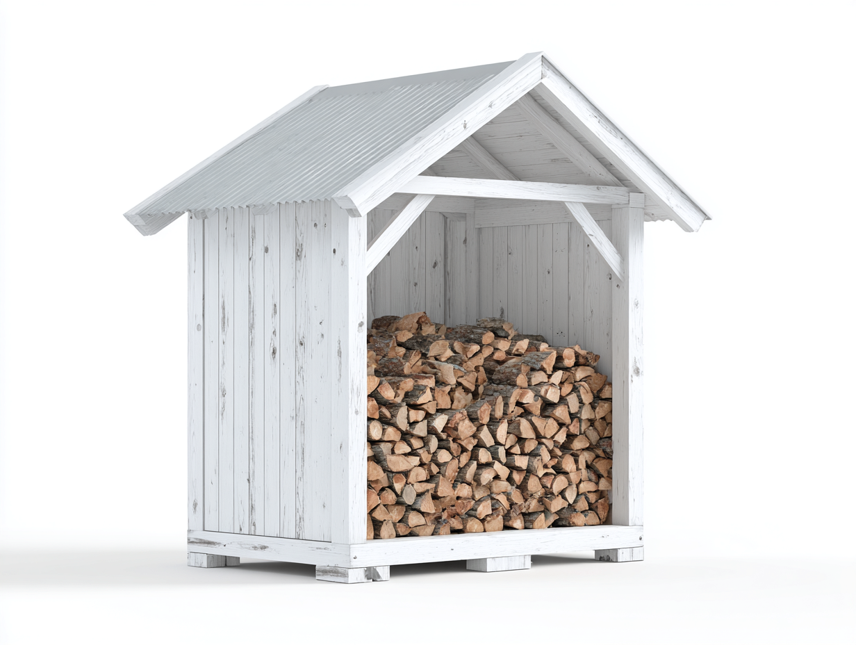 Leñero de jardín madera 120x60x150 cm - blanco - almacenamiento exterior resistente - diseño moderno-Vamonpanest