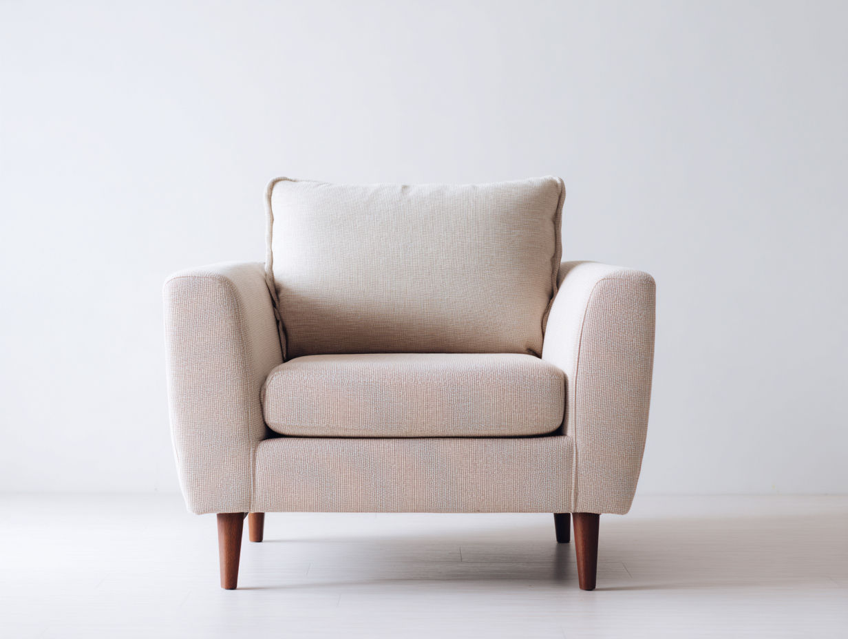 Sillones tapizado tela 80x75x85 cm - beige - asiento acolchado con patas de madera - diseño moderno-Vamonpanest