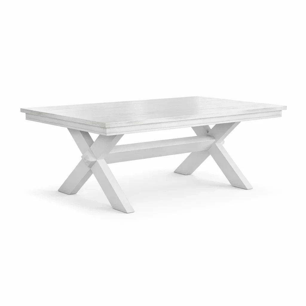 Table en bois Blanc 200x100x75 cm-MOBILIALUX