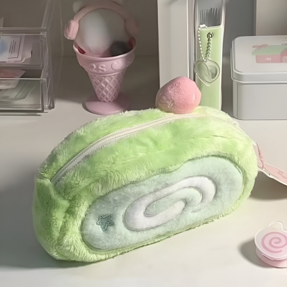 Cute Plush Swiss Roll Pencil Case