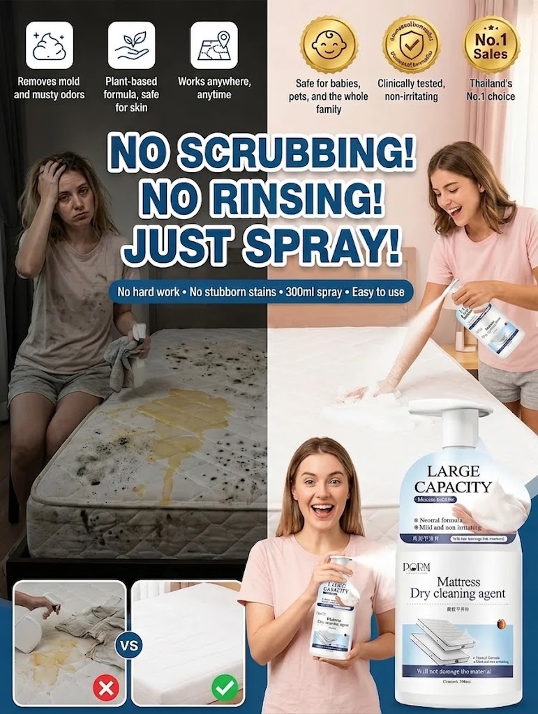  [🛌 3 SECONDS ERASE ALL MATTRESS STAINS! 🧼]No-Rinse Mattress Cleaning Spray