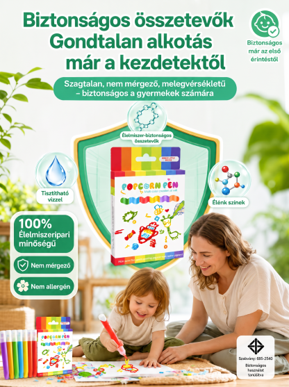 【A síkfestés térbeli művészetté alakul】🎨 "Popcorn" 3D Térbeli Rajztoll - Fejlesztő játék gyerekeknek (-50%)