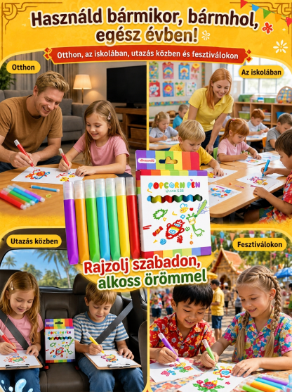 【A síkfestés térbeli művészetté alakul】🎨 "Popcorn" 3D Térbeli Rajztoll - Fejlesztő játék gyerekeknek (-50%)