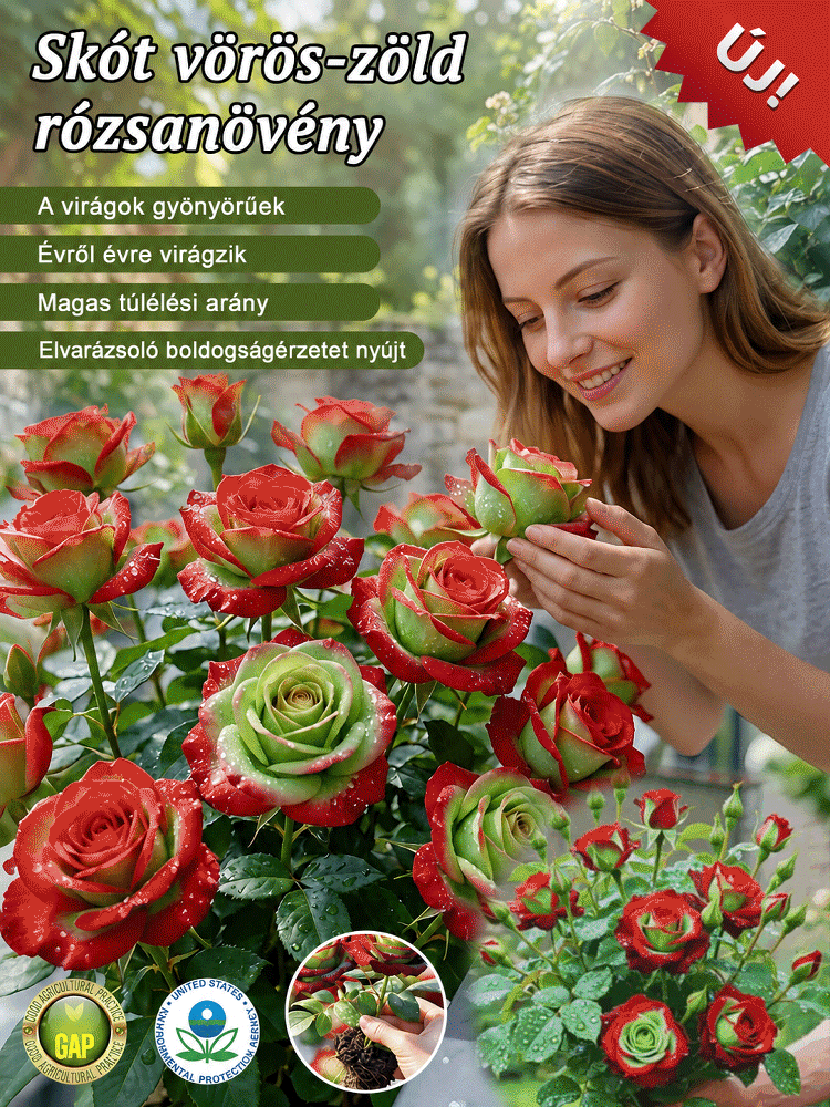 🌹Skót piros-zöld rózsatő | 80% Akció + Utánvét, 14 Napos Próba