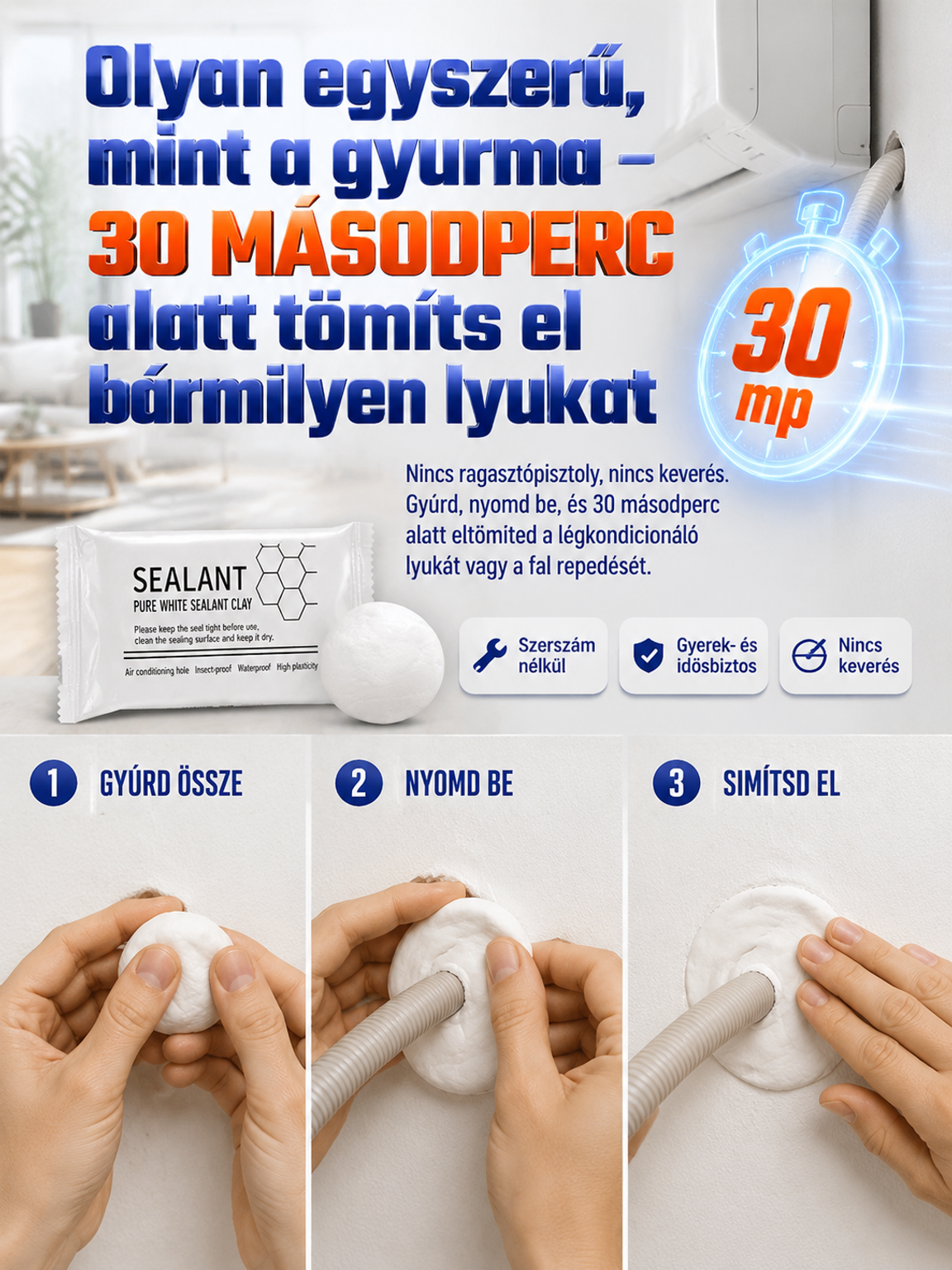 💧 Prémium Vízálló Tömítőgyurma 🛠️ Lyukak és Repedések Azonnali Javítása(⚡ 30 mp alatt köt)