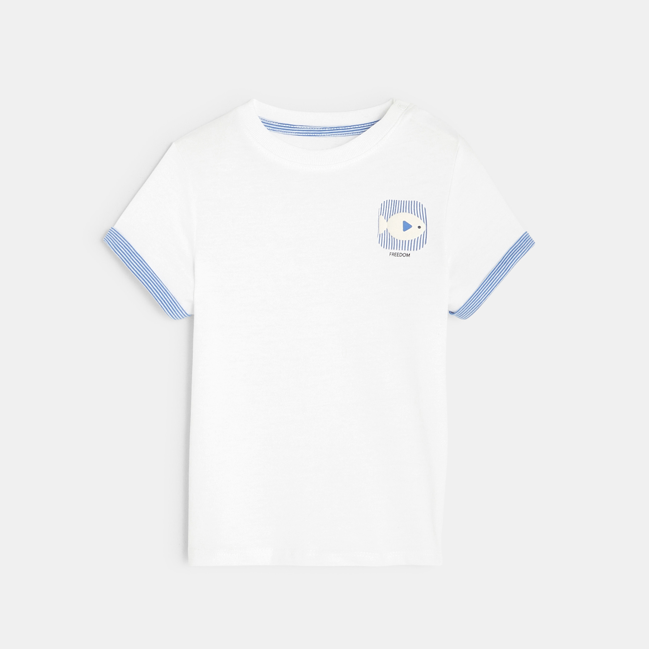 T-shirt à motif bleu bébé garçon - Blanc