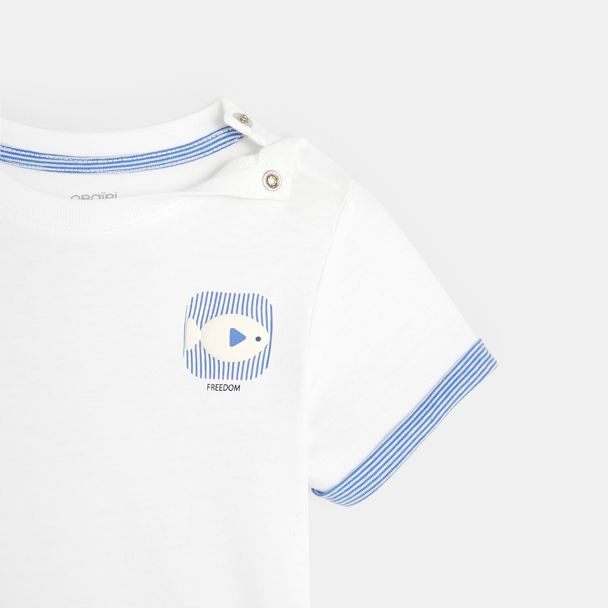T-shirt à motif bleu bébé garçon - Blanc