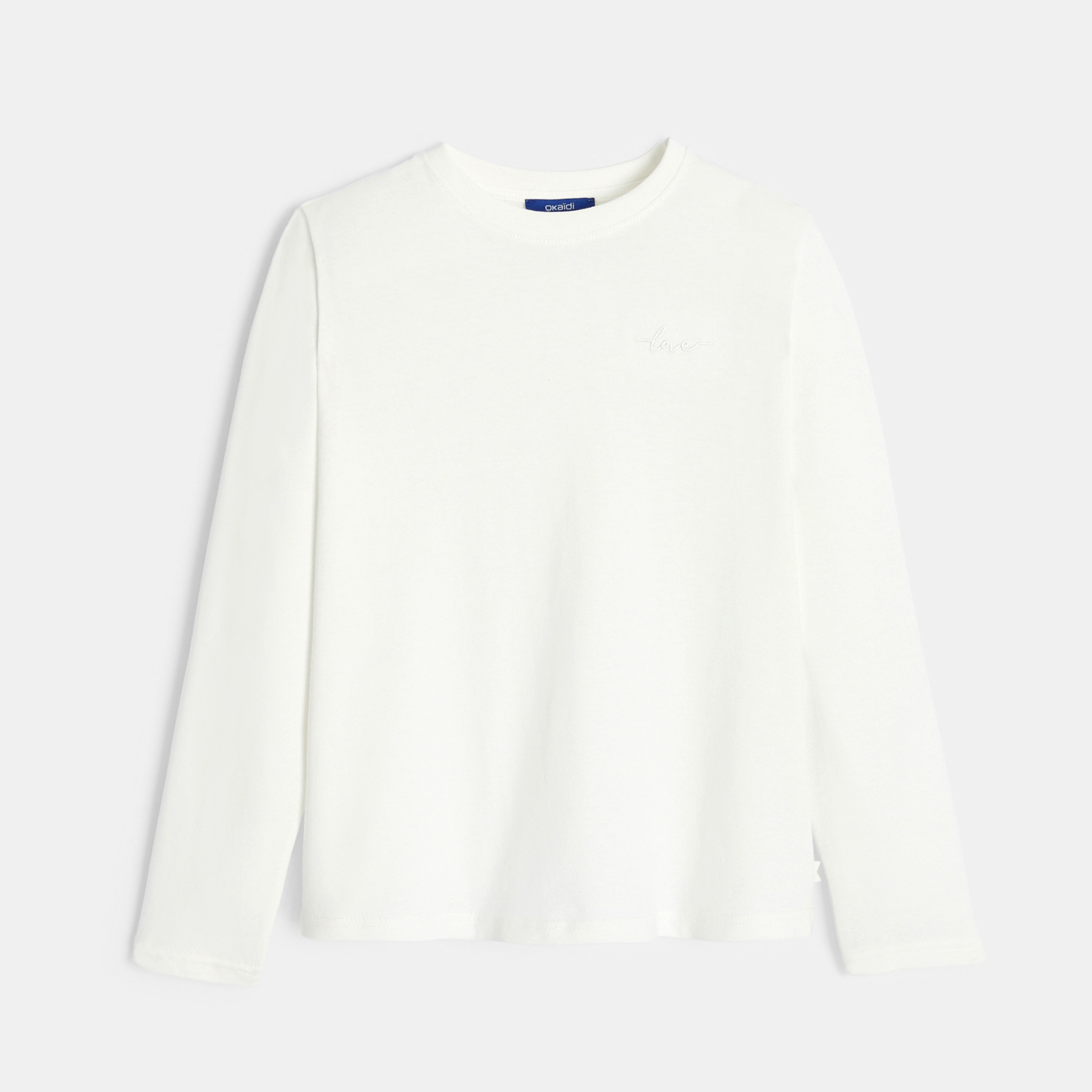 T-shirt manches longues marine garçon - Blanc écru