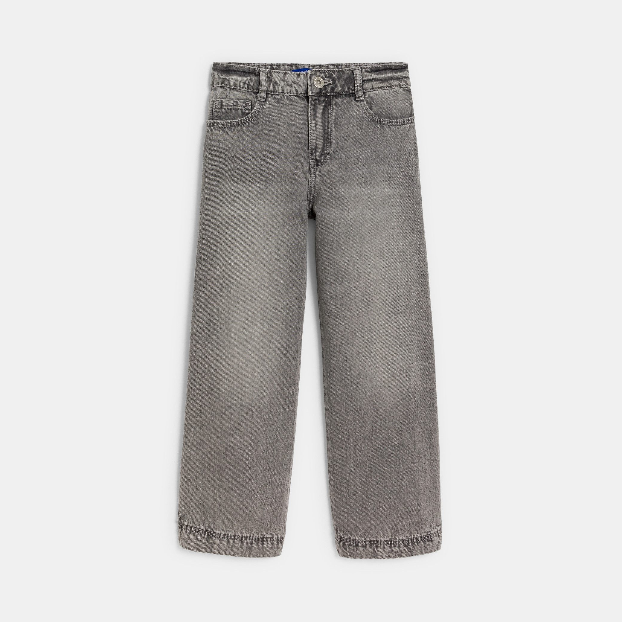 Jean large délavé bleu clair Fille - Denim Gris