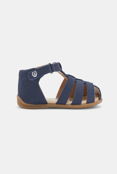 Sandales premiers pas tout cuir bleues bébé garçon 1