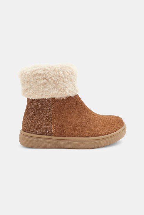 Boots cuir fourrées marron bébé fille 1