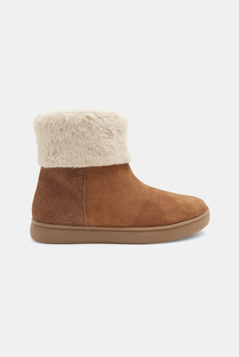 Boots cuir fourrées marron fille 1