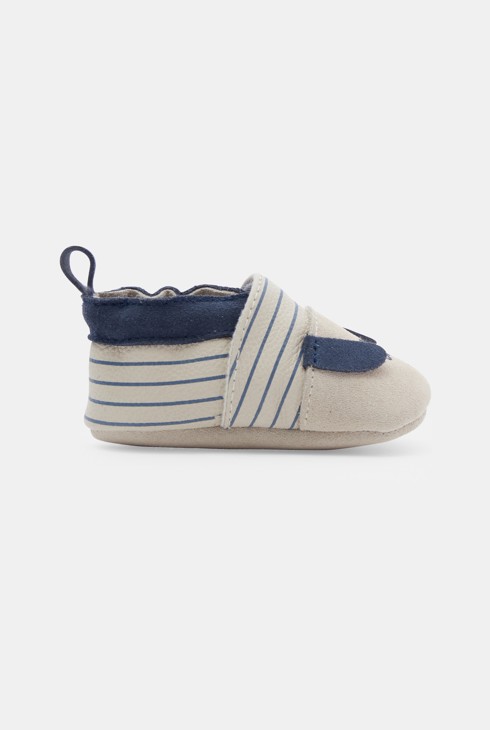 Chaussons cuir chien bleu bébé garçon 1