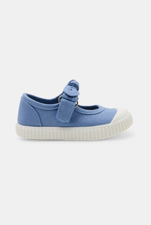 Ballerines toile à noeud bleu bébé fille 1