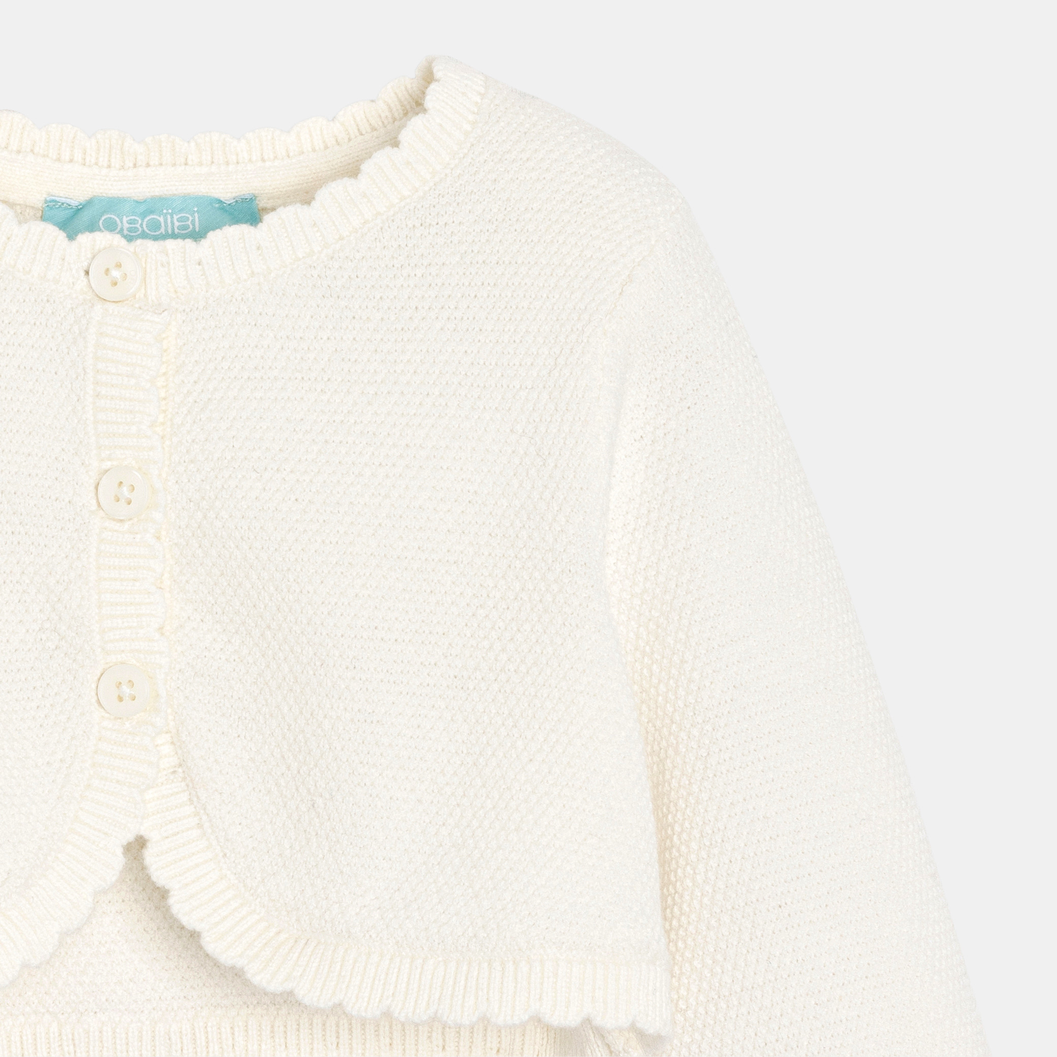 Gilet court maille tricot violet bébé fille - Blanc
