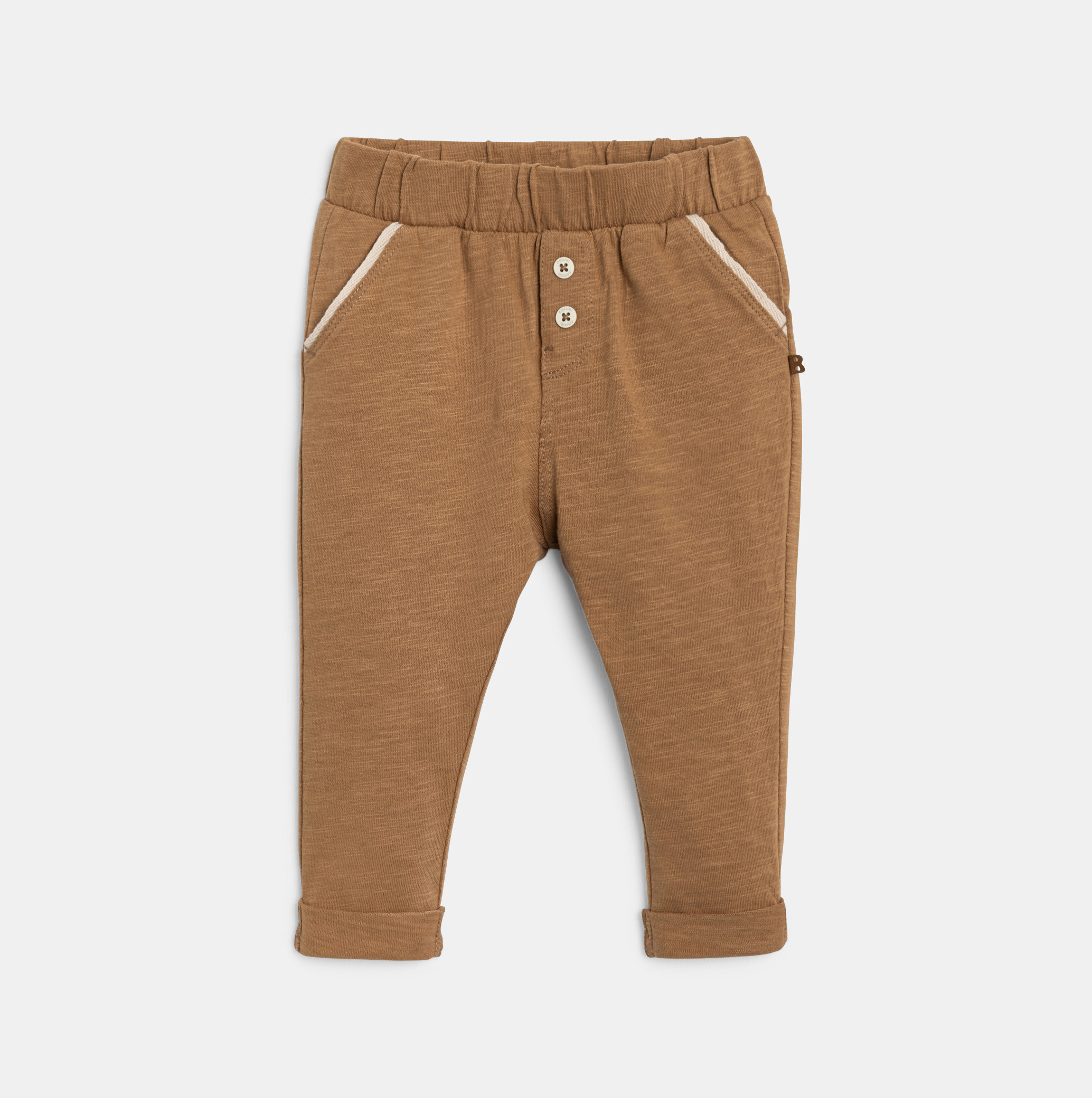 Pantalon jersey léger marron bébé garçon - Marron Sienne