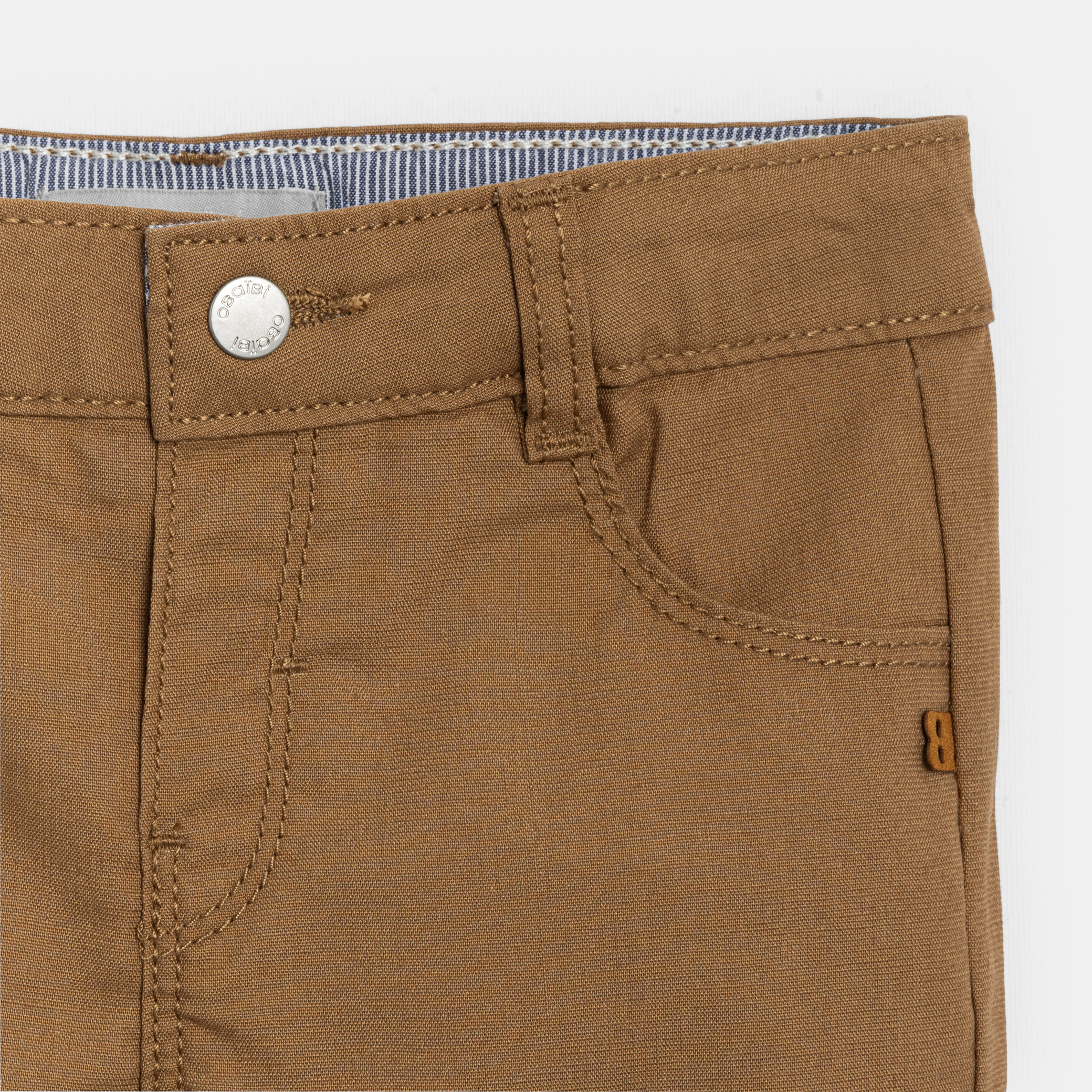 Bermuda droit coton fantaisie beige clair bébé garçon - Marron Sienne
