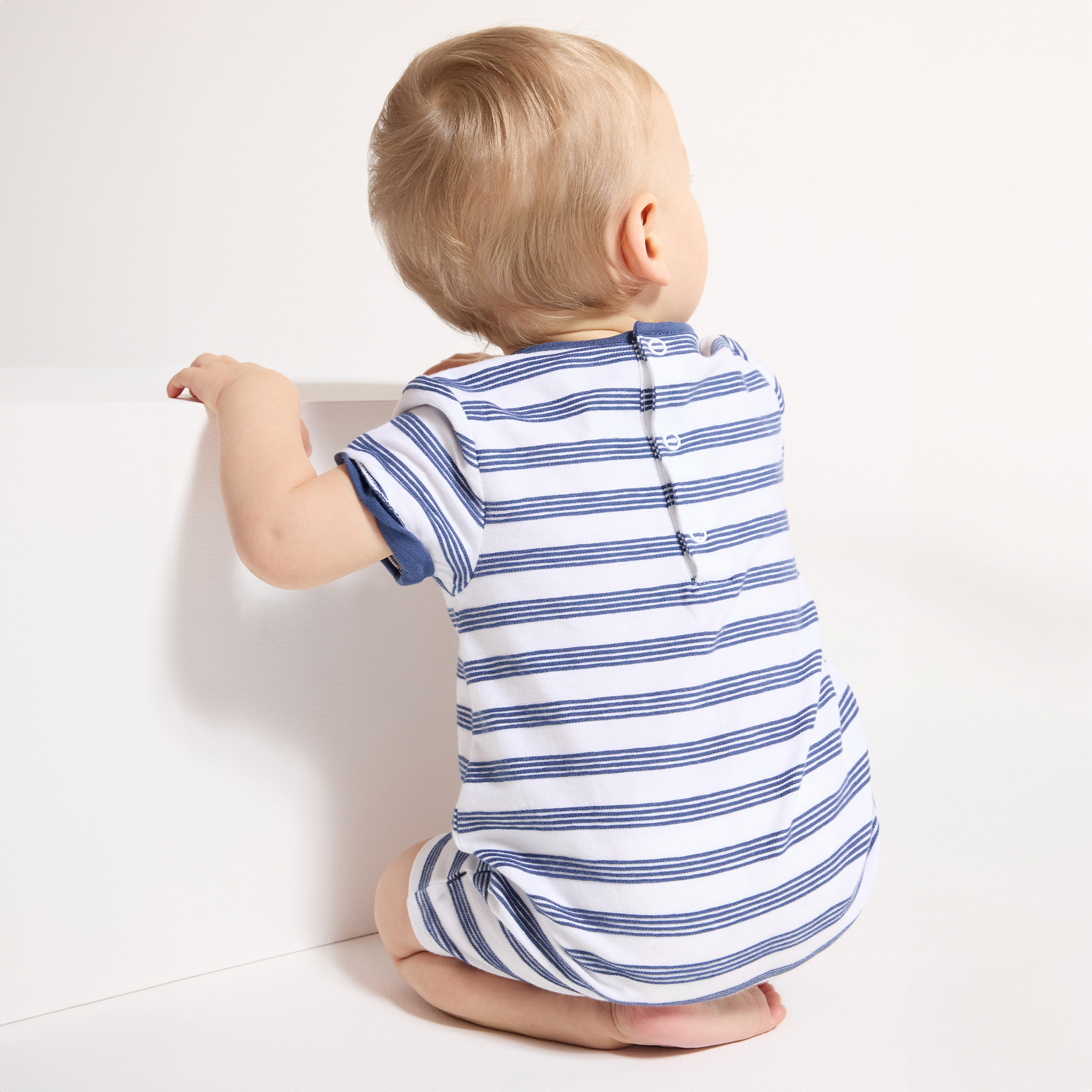 Combi courte rayée koala bleu bébé garçon - Imprimé bleu