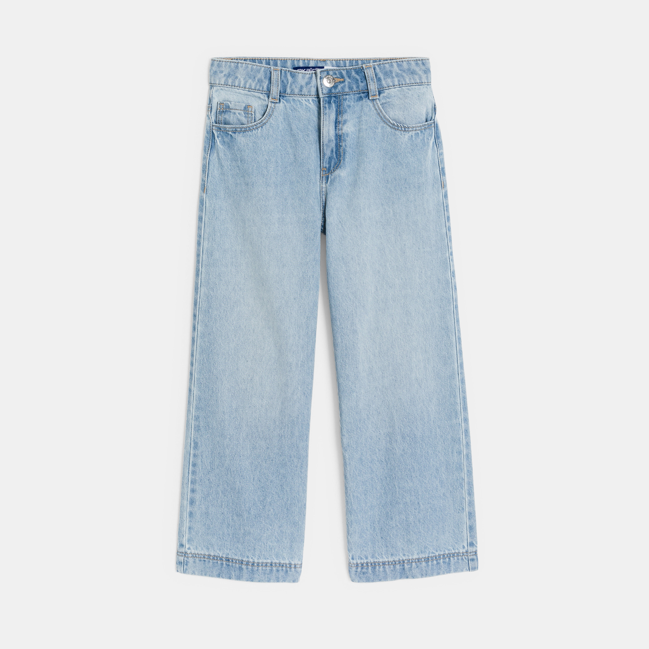 Jean large délavé bleu clair Fille - Denim Bleached Blue