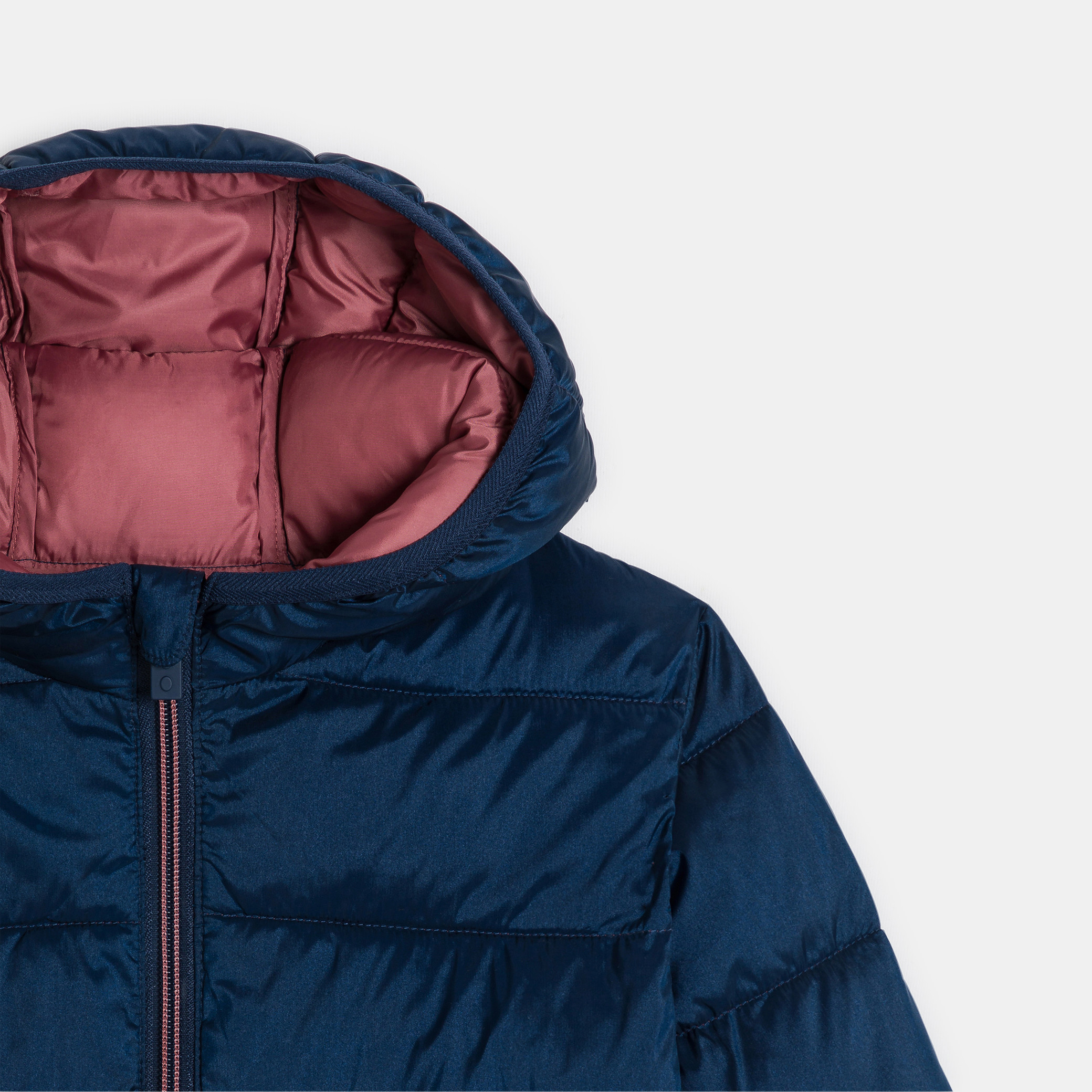 Doudoune à capuche uni bleu marine Fille - Bleu Tres Fonce