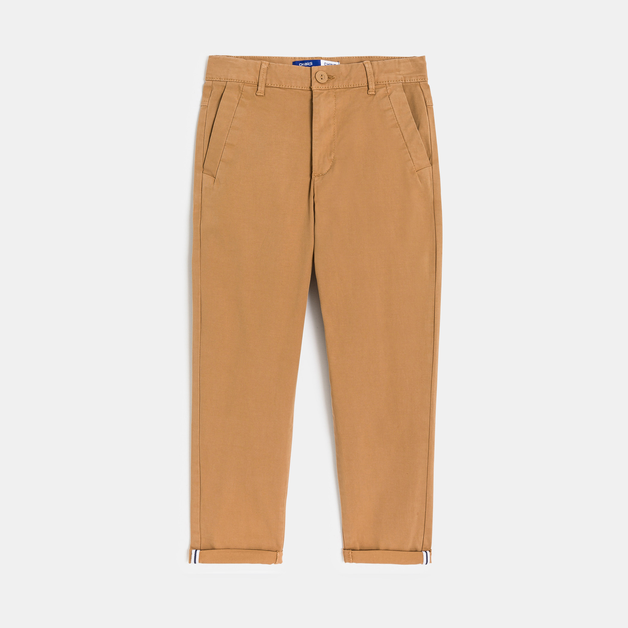 Pantalon chino uni blanc Garçon - Marron Clair