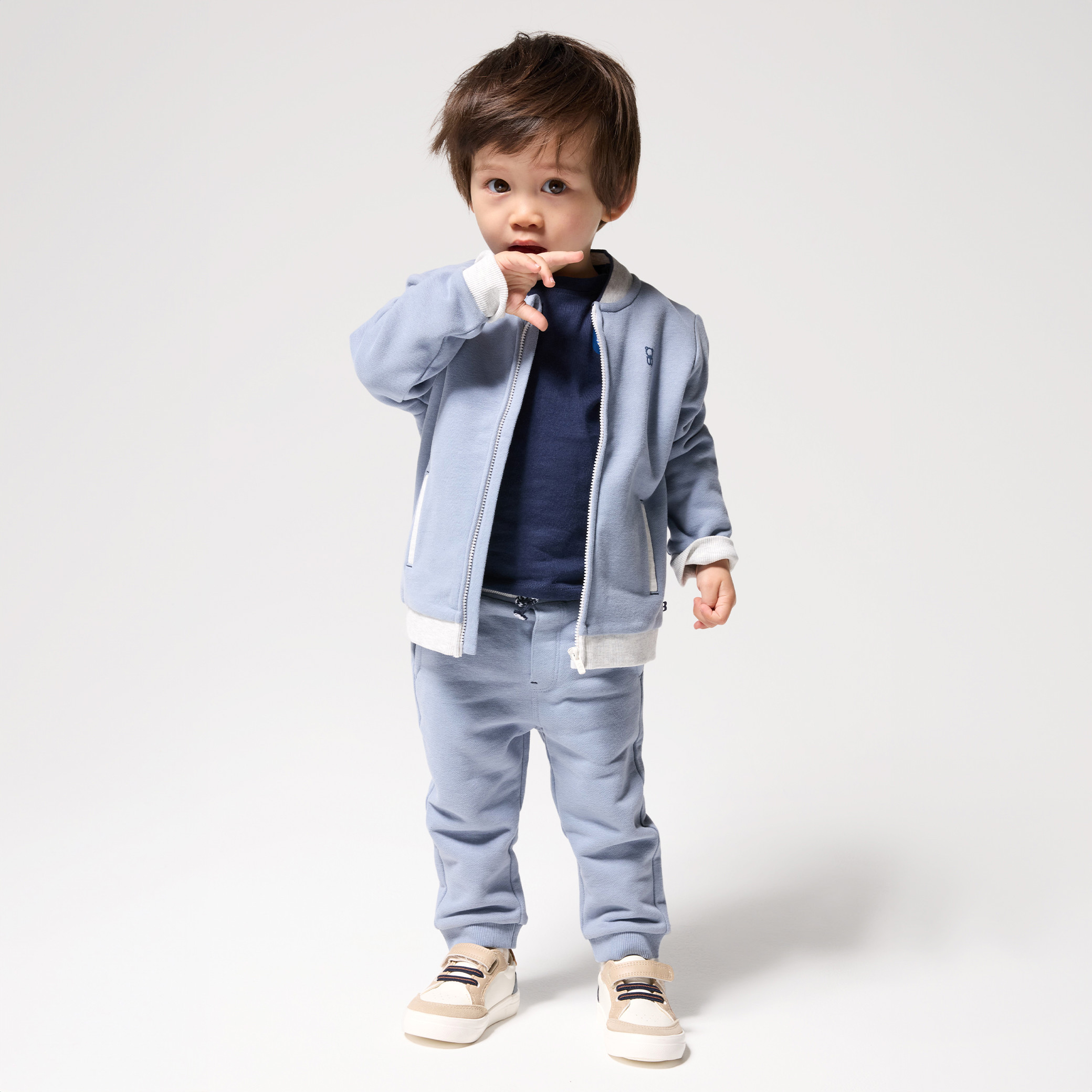 Teddy zippé en molleton doux bleu bébé garçon - Bleu horizon