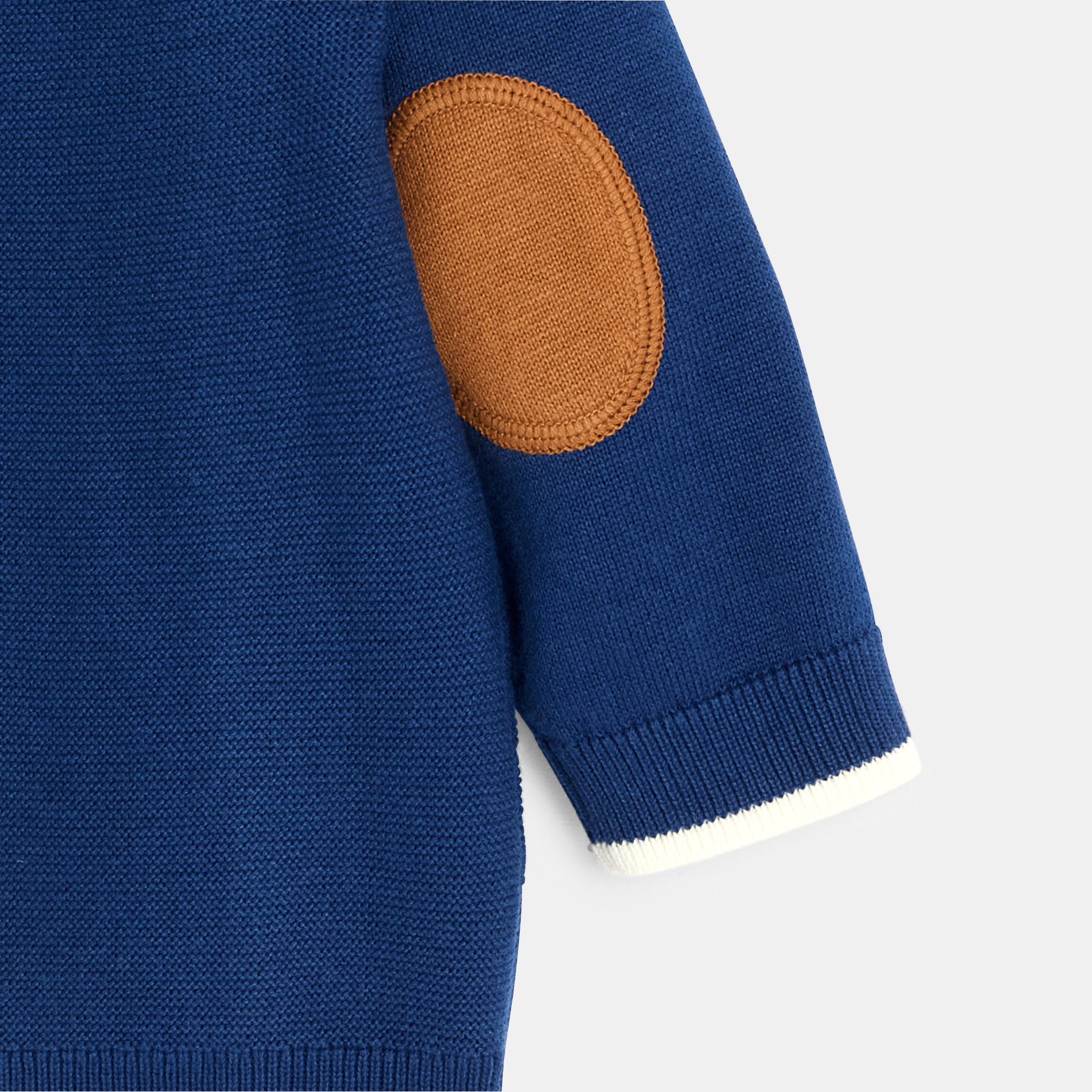 Gilet zippé maille tricot bleu bébé garçon - Indigo  Moyen