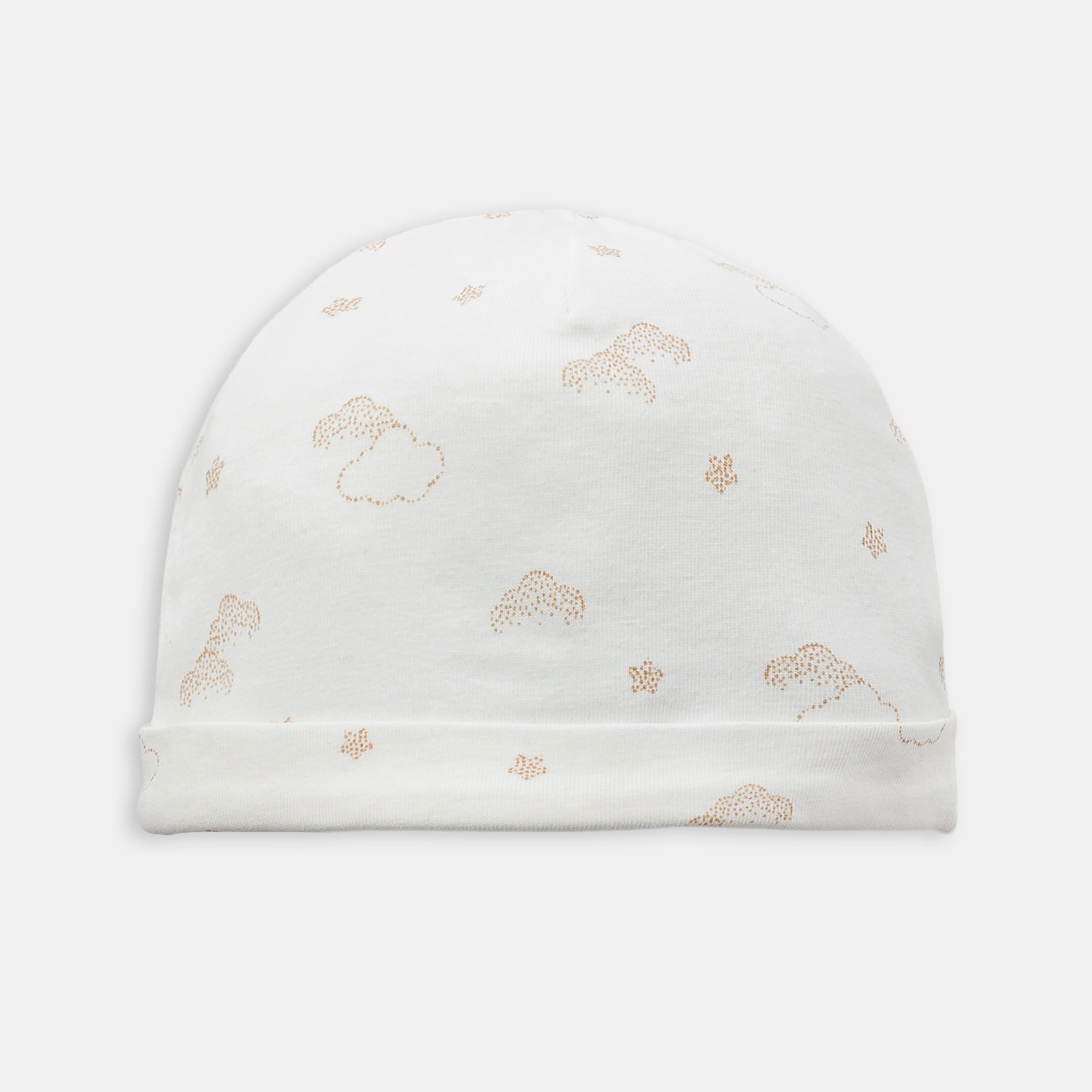 Bonnet en coton blanc imprimé nuage bébé naissance - blanc