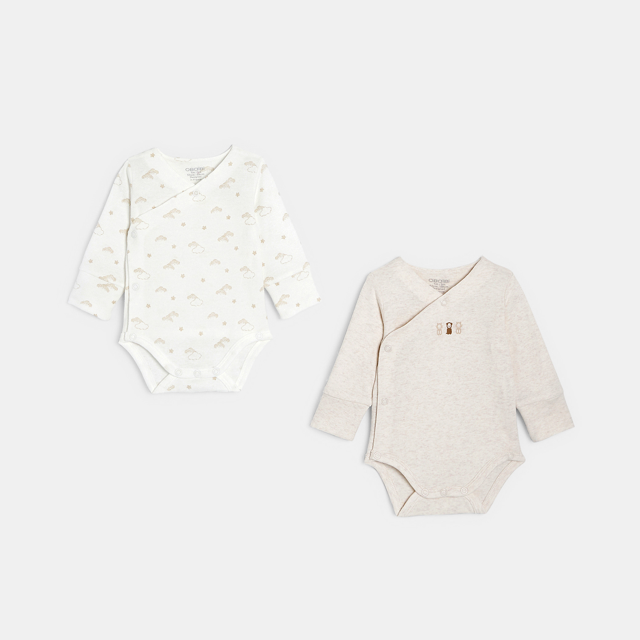 Body croisé évolutif beige bébé mixte (lot de 2) - beige