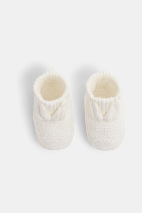Chausson maille tricot lapin blanc naissance 2