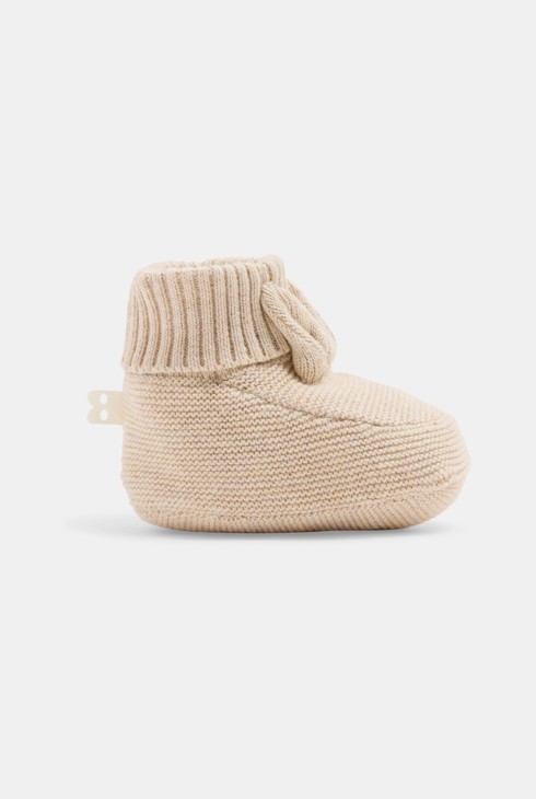 Chausson maille tricot lapin beige naissance 1