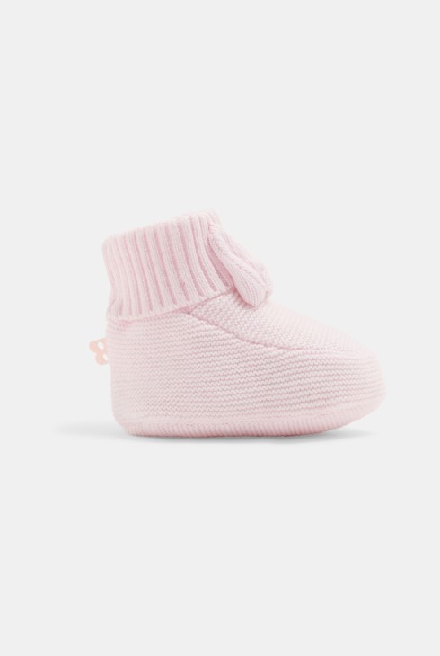 Chausson maille tricot lapin rose naissance 1