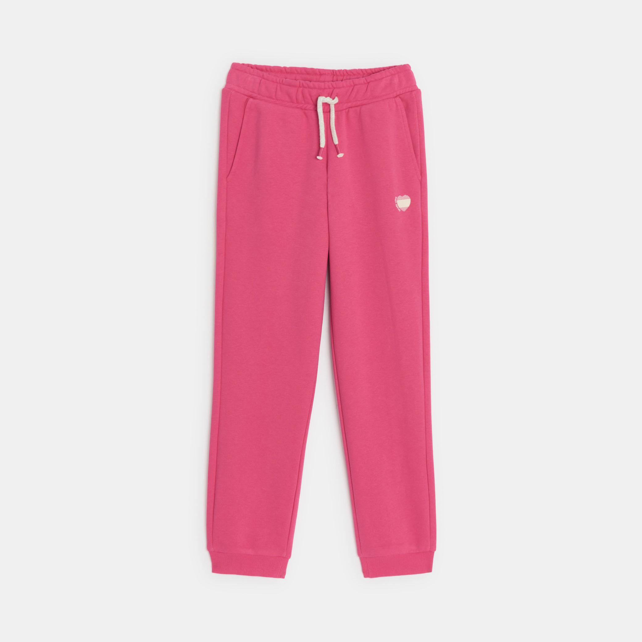 Jogging rose en molleton Fille - Rose feu