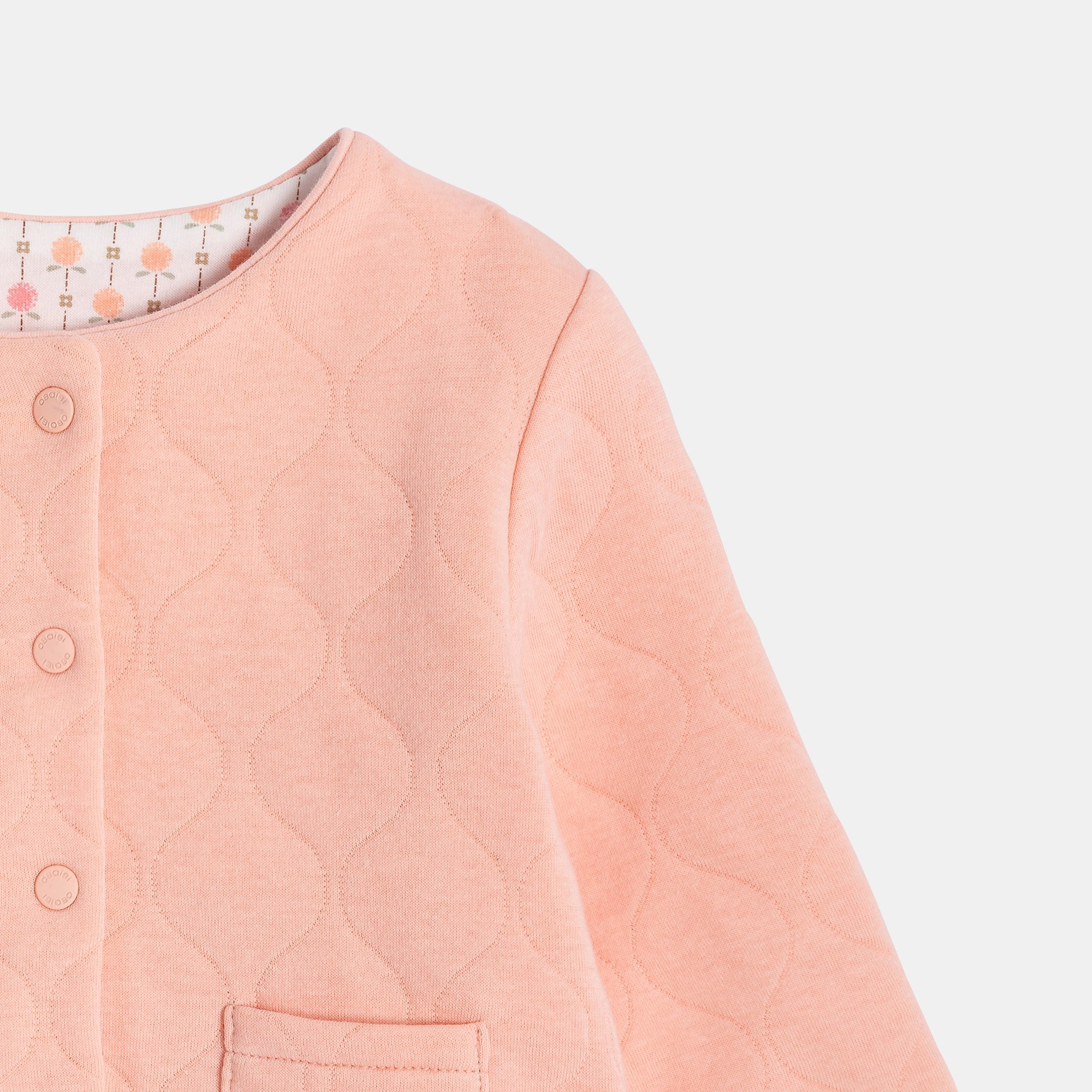 Sweat boutonné réversible beige bébé fille - Imprimé beige