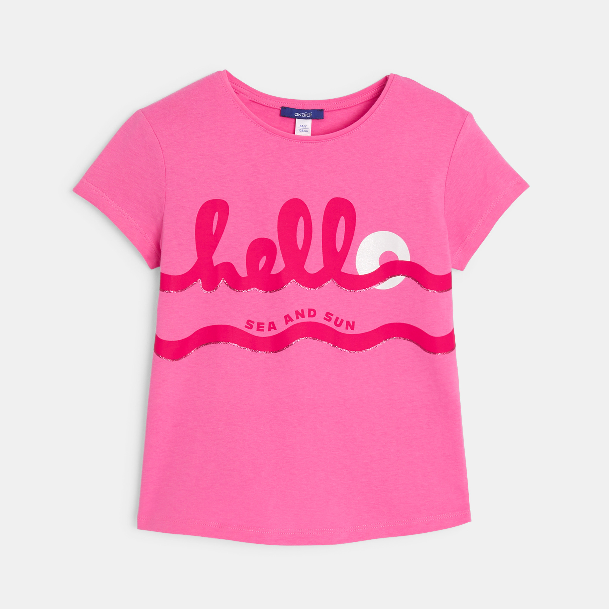 T-shirt rose à message Fille - Rose Hibiscus