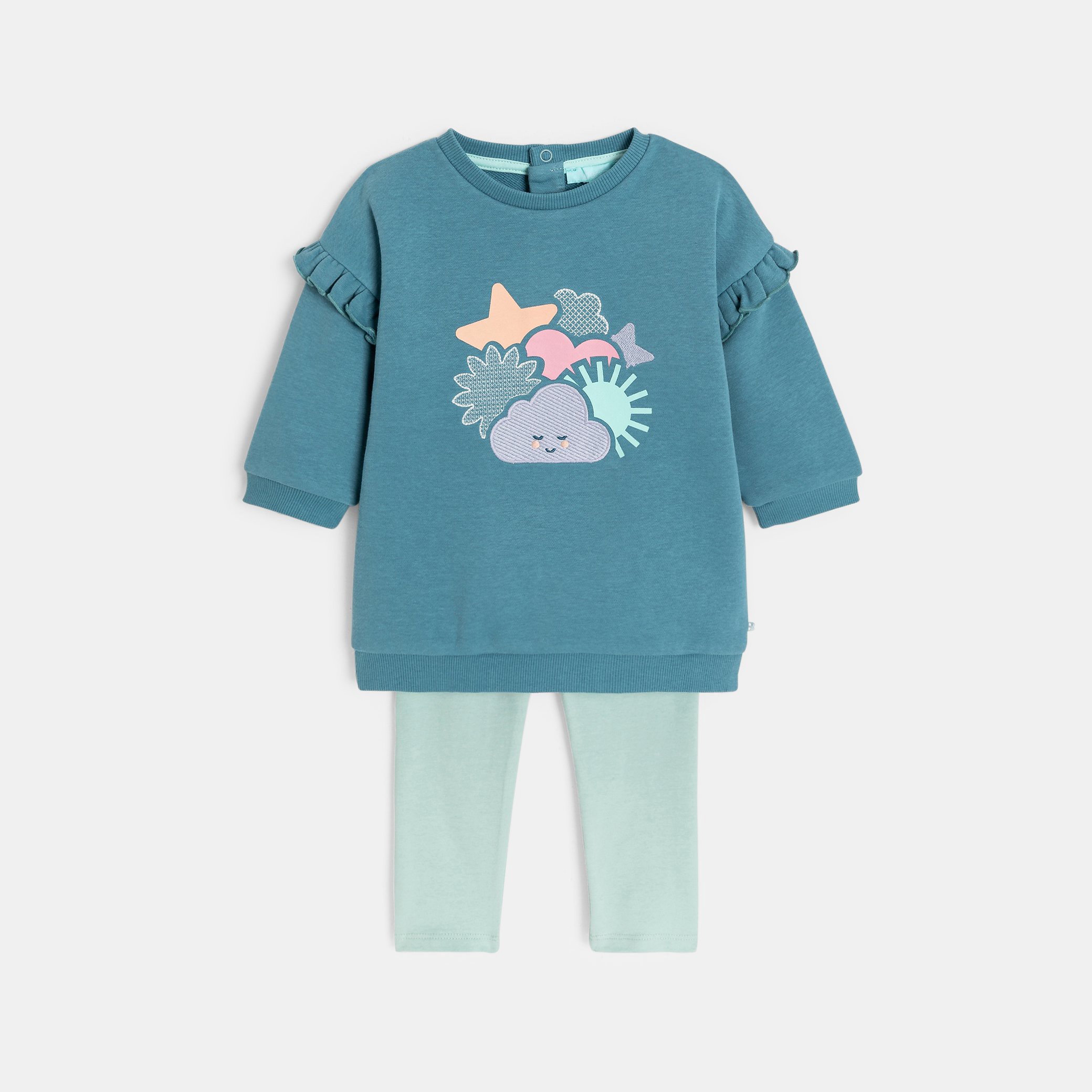 Ensemble sweat et legging bleu bébé fille - Bleu Mineral