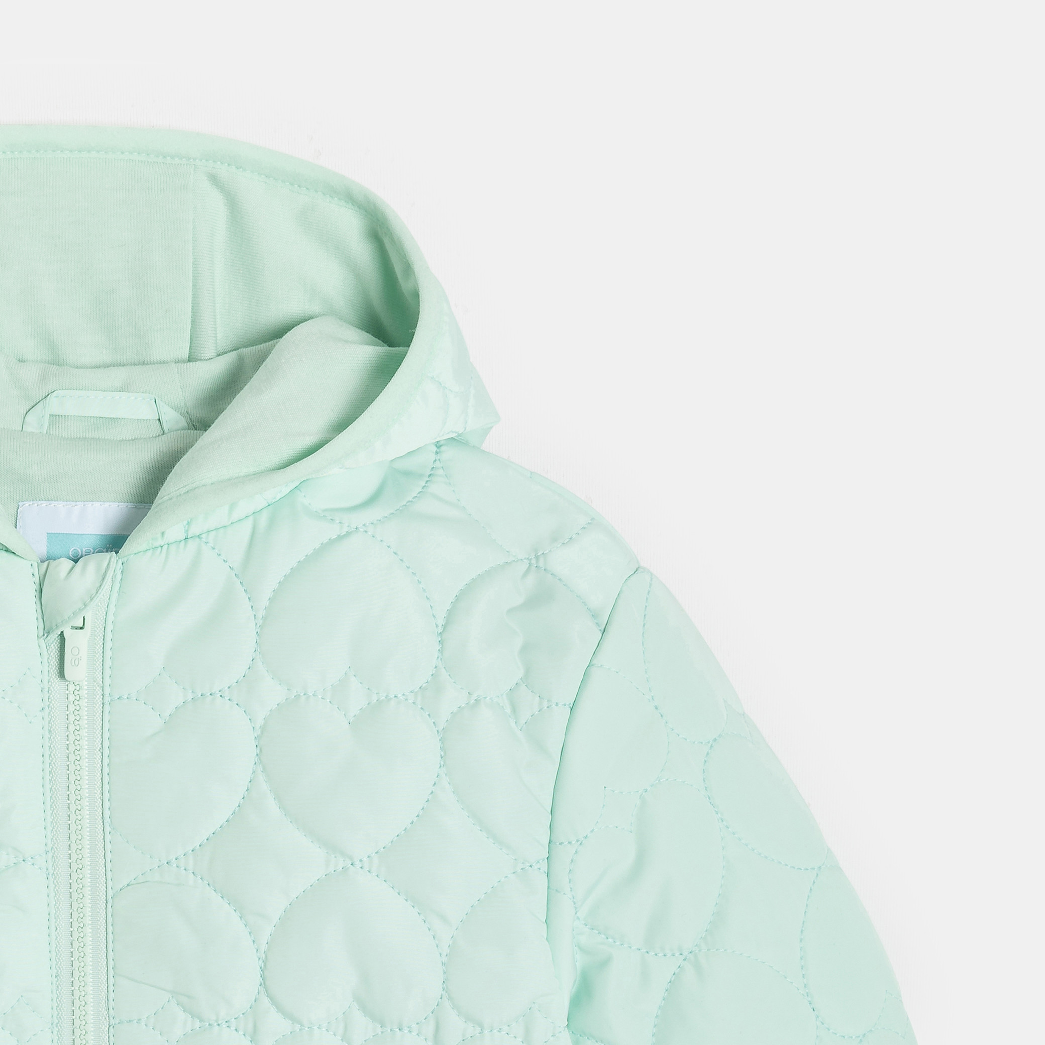 Doudoune matelassée verte à motif coeur Fille - Vert aqua