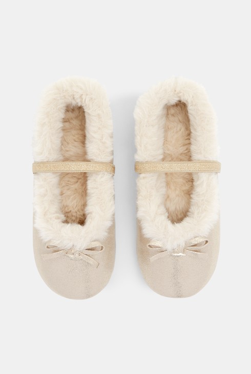 Chausson ballerine fourré irisé jaunes fille 2
