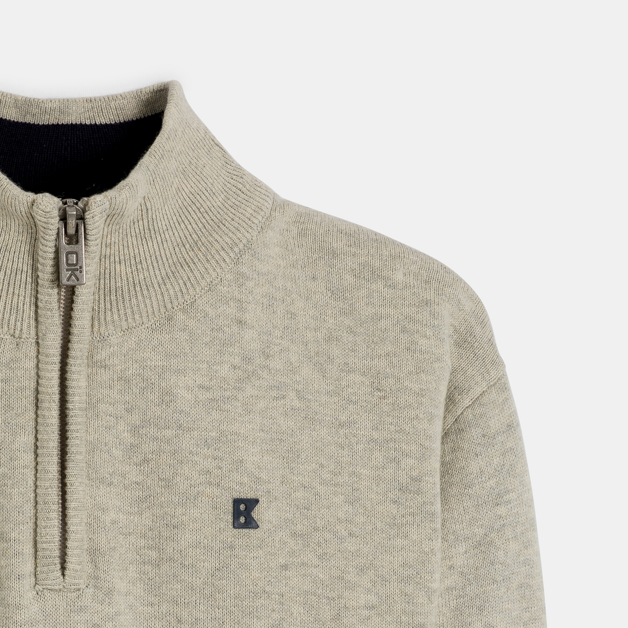 Pull à col montant beige chiné Garçon - Ecru chiné