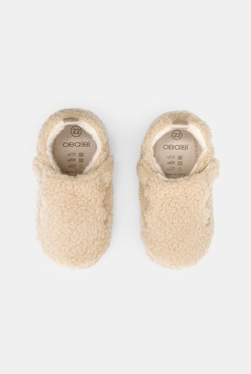 Chaussons chauds en moumoute blanc bébé garçon 2