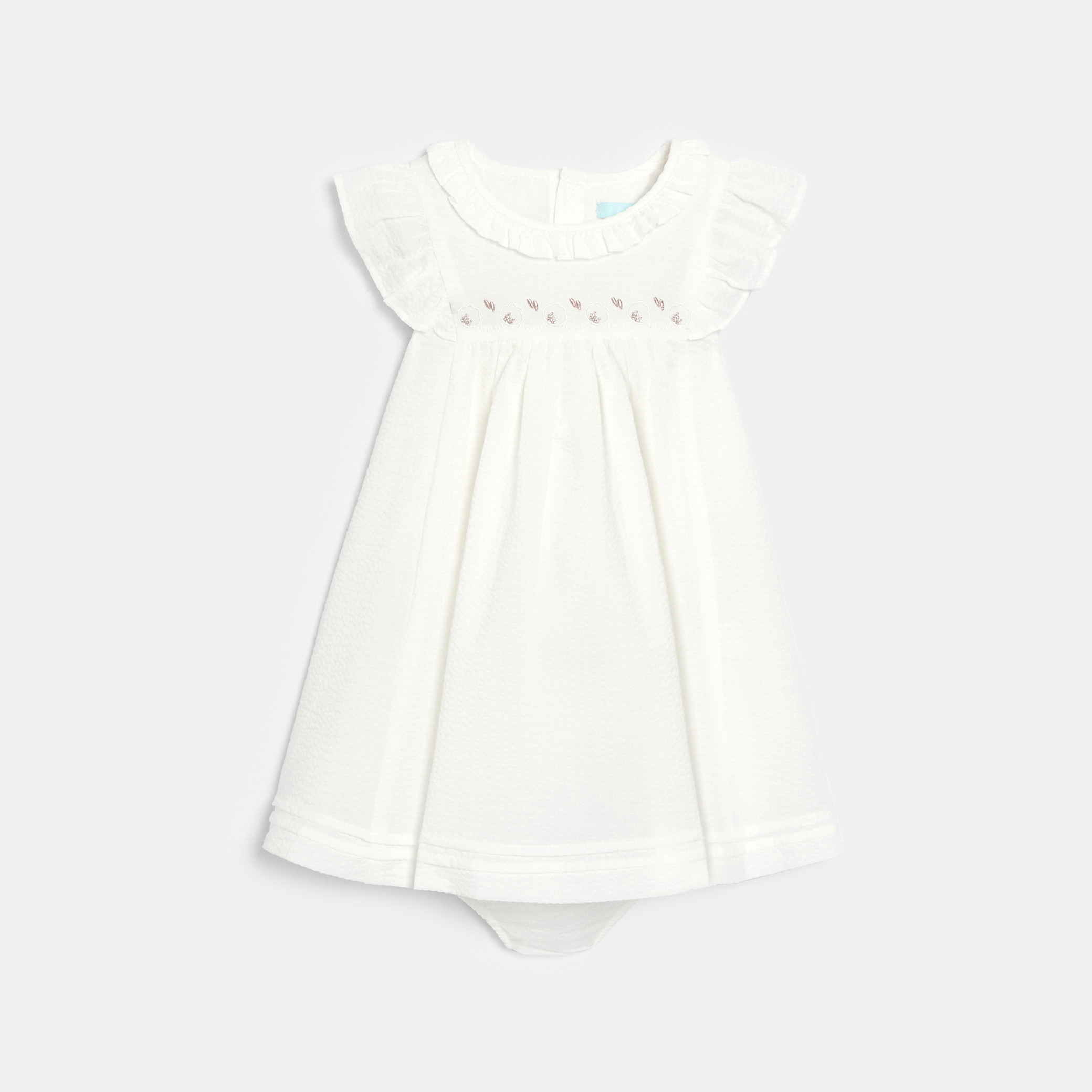 Robe de cérémonie à volants blanc bébé fille - Blanc