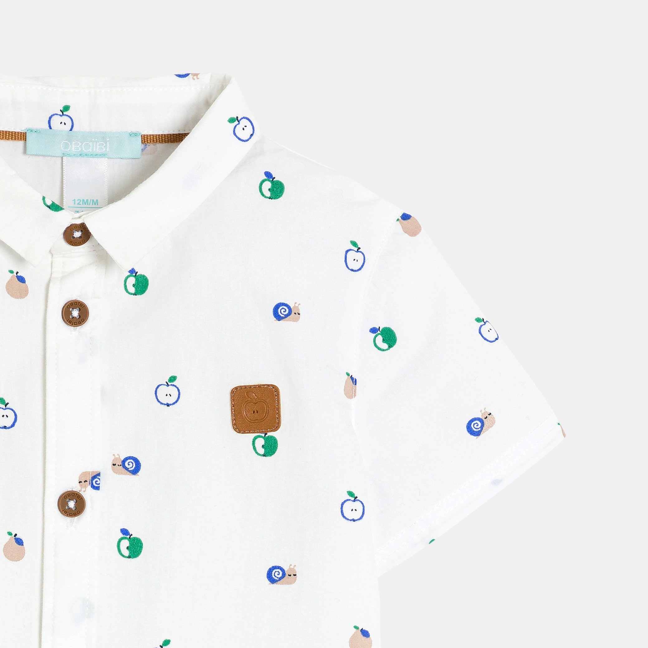 Chemise manches courtes imprimée blanc bébé garçon - Imprimé blanc