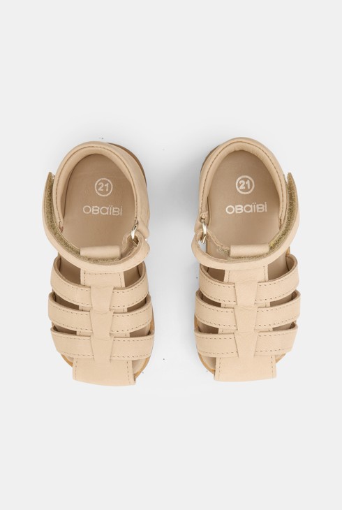 Sandales premiers pas cuir beige bébé garçon 2